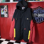 90s adidas マウンテンパーカー　ナイロン　黒×赤×黄色　ドローコーS