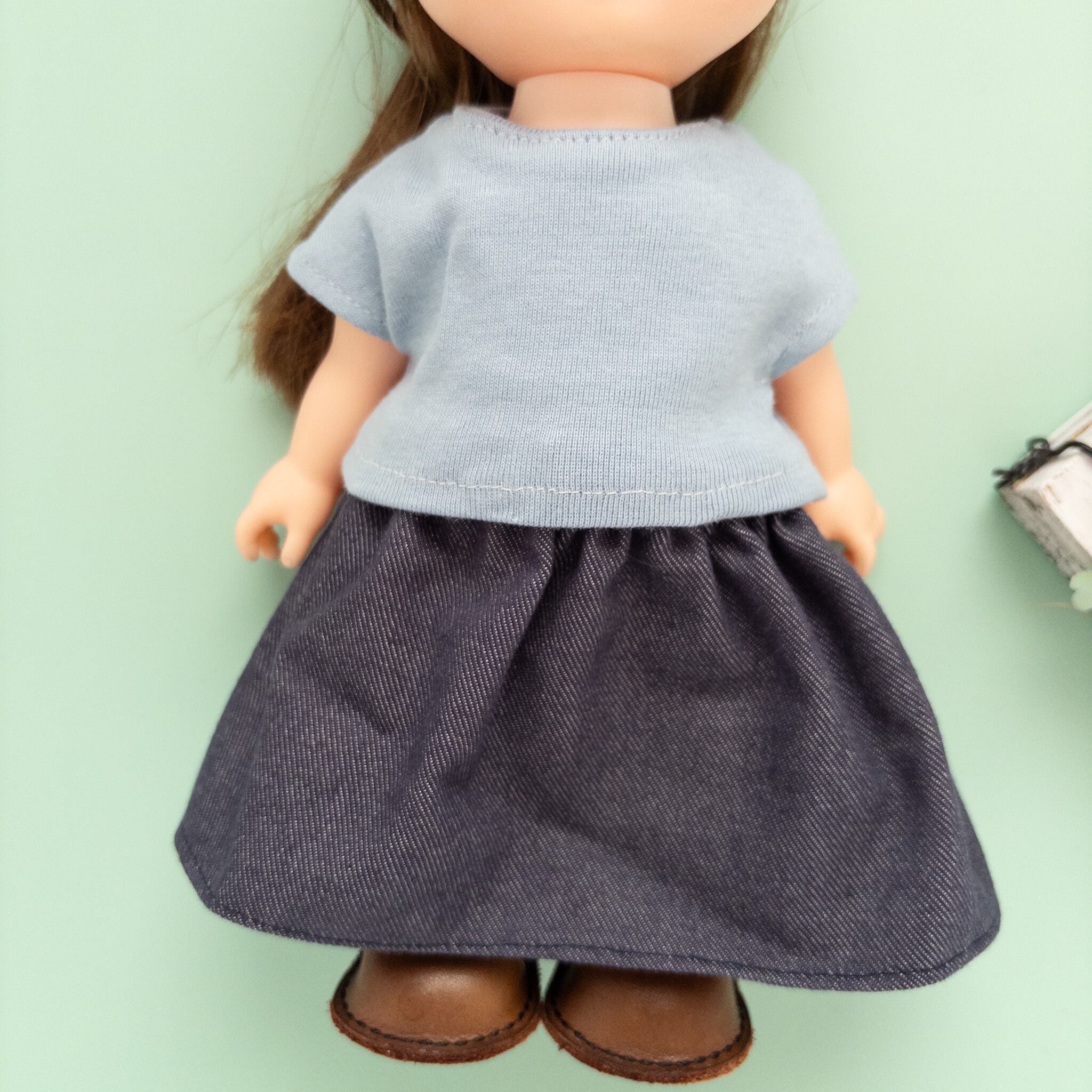 2点セット】半袖トレーナースカートセット（水色デニム）メルちゃん