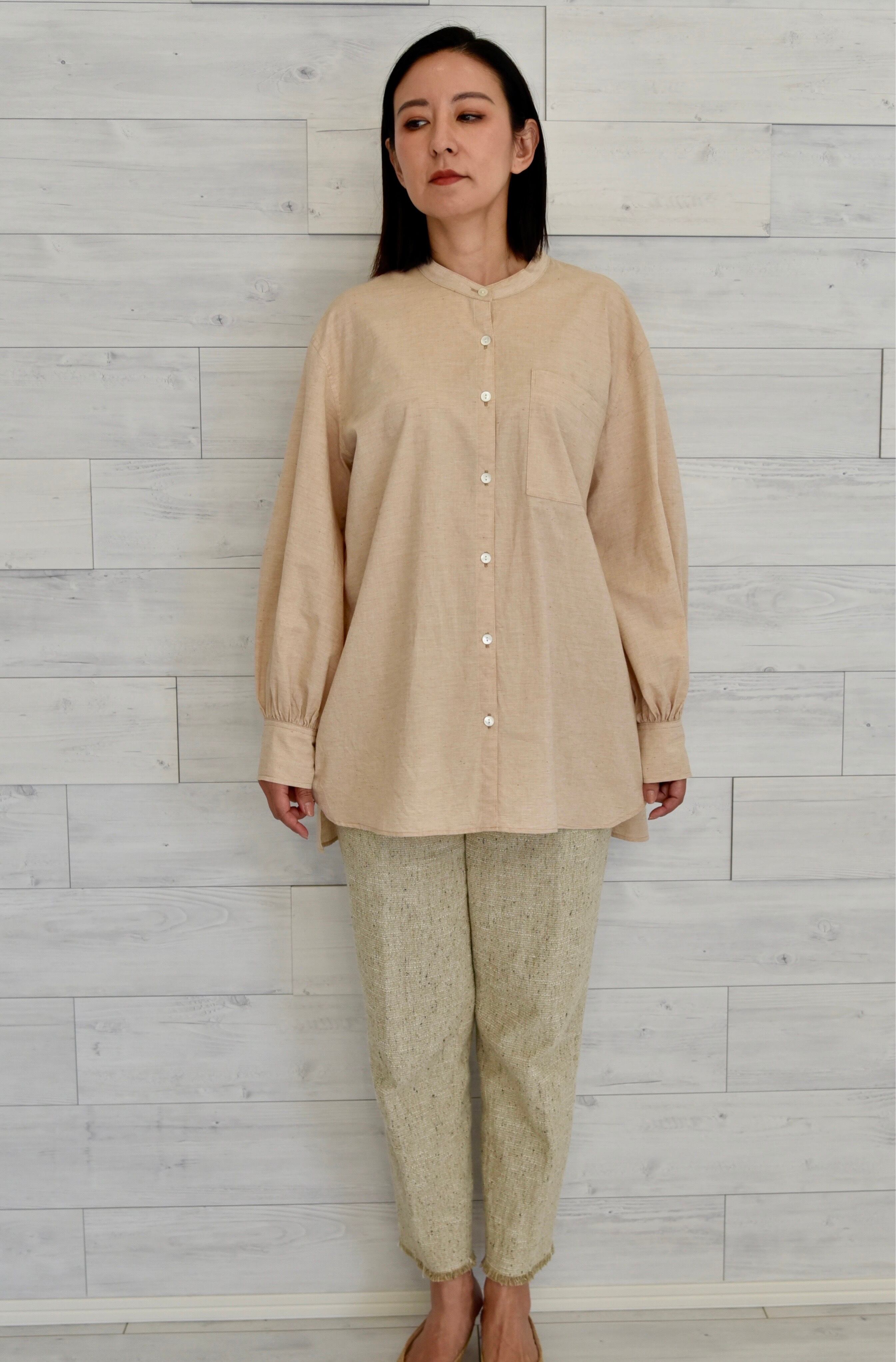 オーガニックコットンシャツ オーガニックコットン 茶綿 無染色 beige