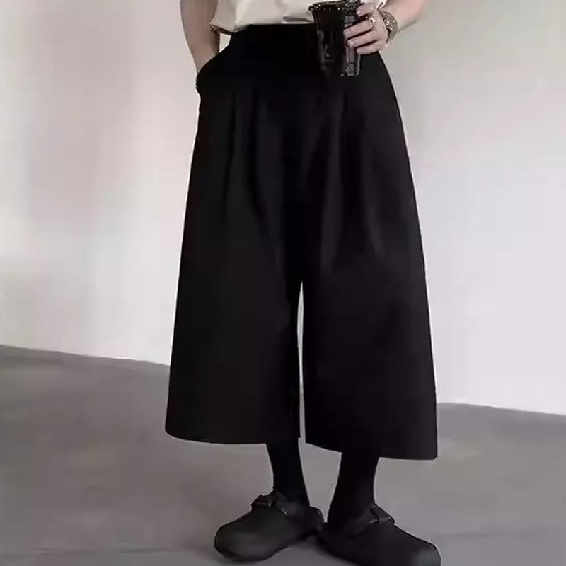 ワイドレッグ クロップド丈 センタープレス ハイウエストパンツ, 1color MPA0136