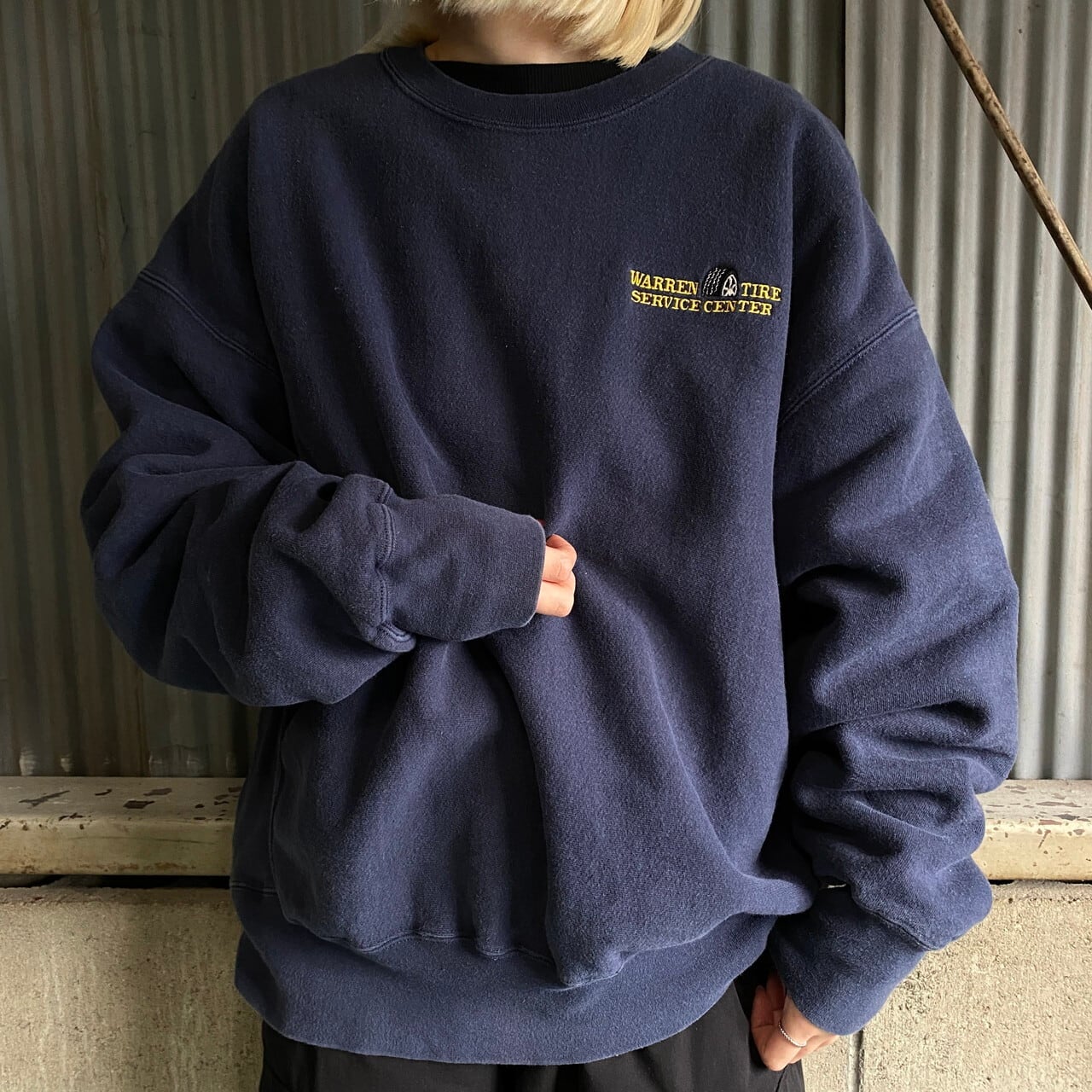 ビッグサイズ Lee リー リバースウィーブタイプ 企業ロゴ 刺繍 スウェットシャツ メンズ2XL 古着 ヘビーウェイト トレーナー ネイビー 紺色  大きいサイズ【スウェット】【CP50】【CS2312-50】 | cave 古着屋【公式】古着通販サイト