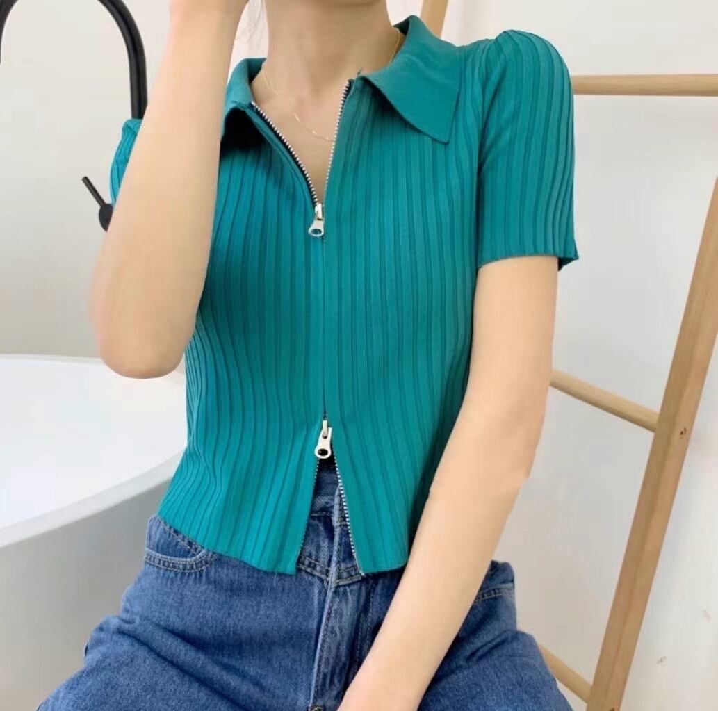 ダブルジップ　リブトップス  AJ111-3006