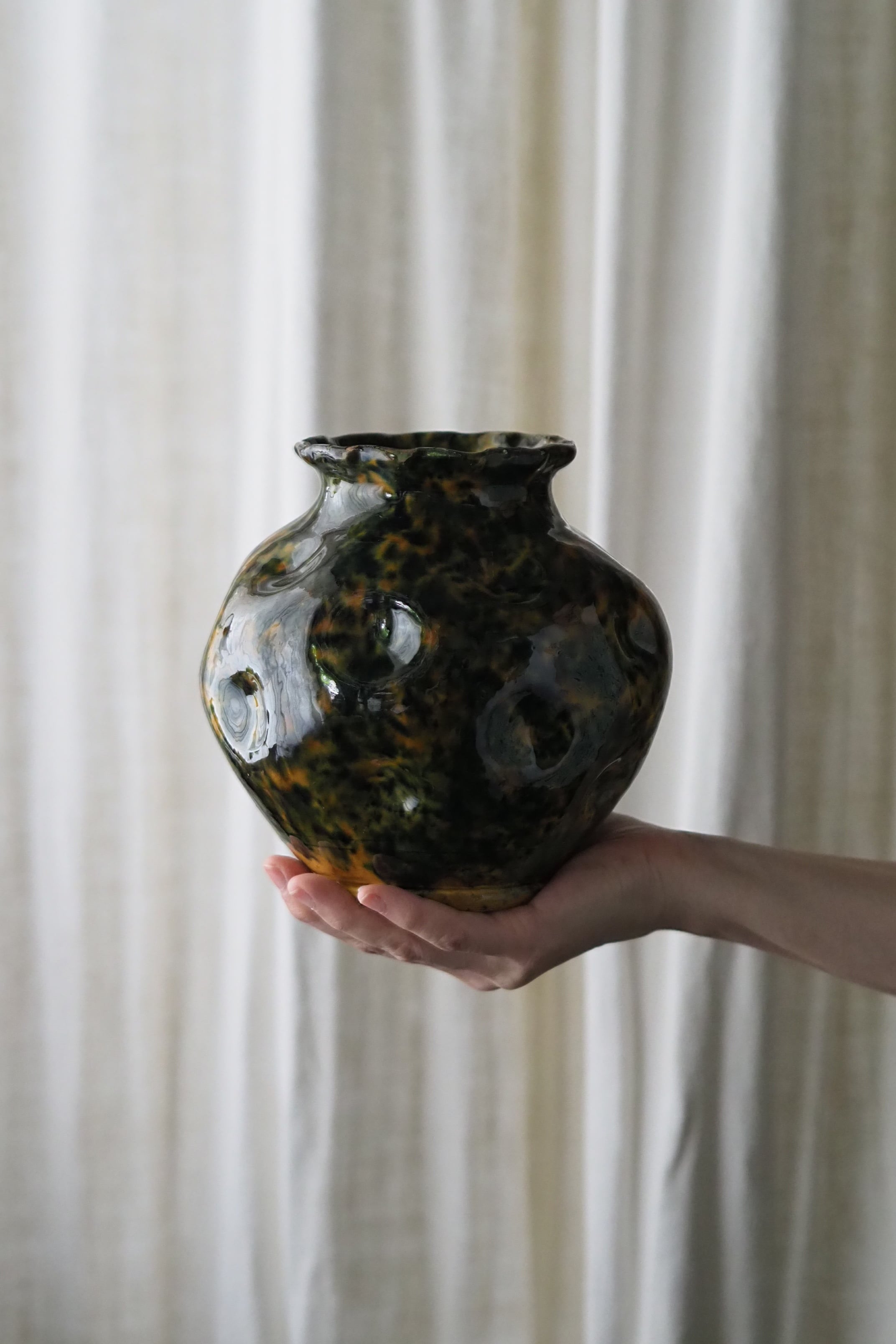 凹凸ある南仏花器-antique french pottery vase | アンティーク