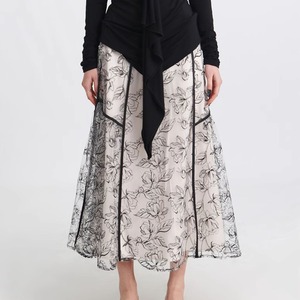 花柄刺繍メッシュスカート　21518