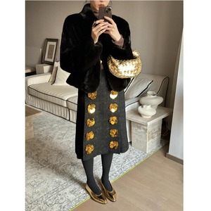 beaded sequin flower midi skirt＜sk3365＞