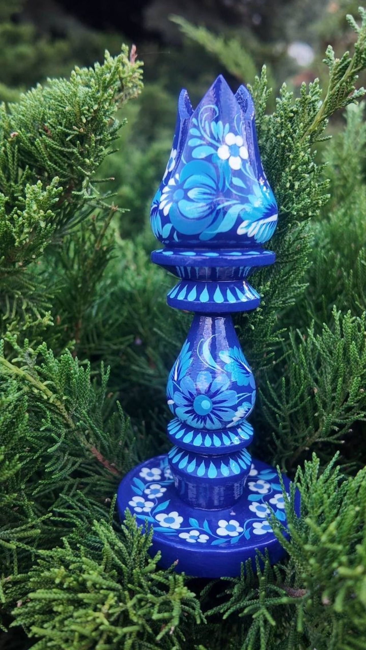 木製キャンドルホルダー　青（ティモシェンコ作） - 1