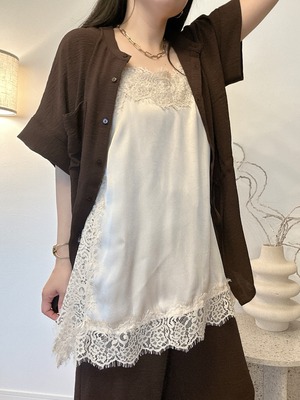 lace satin camisole (BEIGE)