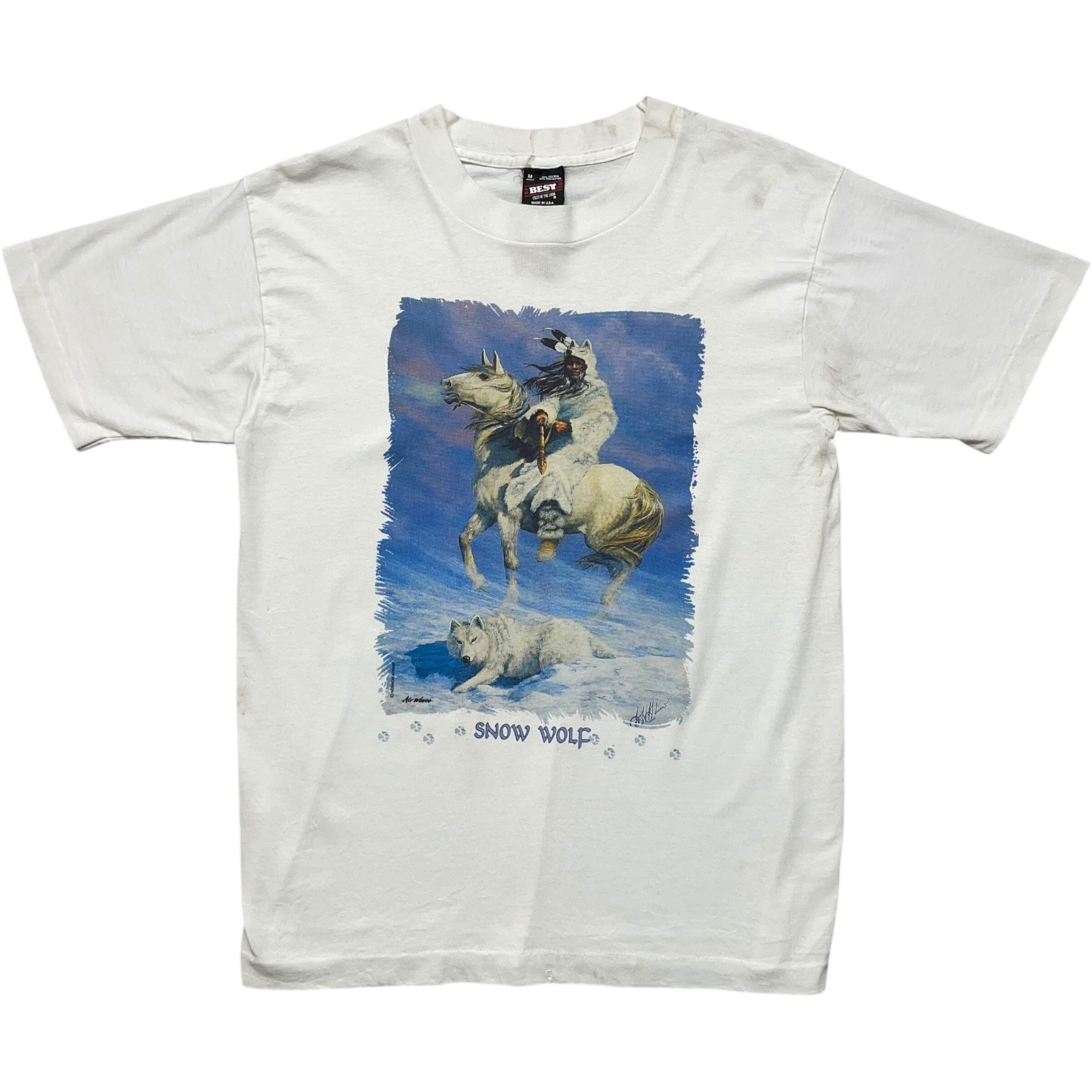 《M》 FRUIT OF THE ROOM フルーツオブザルーム Tシャツ アニマルプリント ホワイト USA製 90年代 vintage no.6768