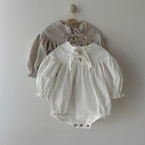 ベビー 春新作 リボン 長袖 ロンパース