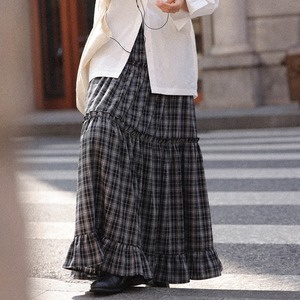 tiered check frill skirt J00076