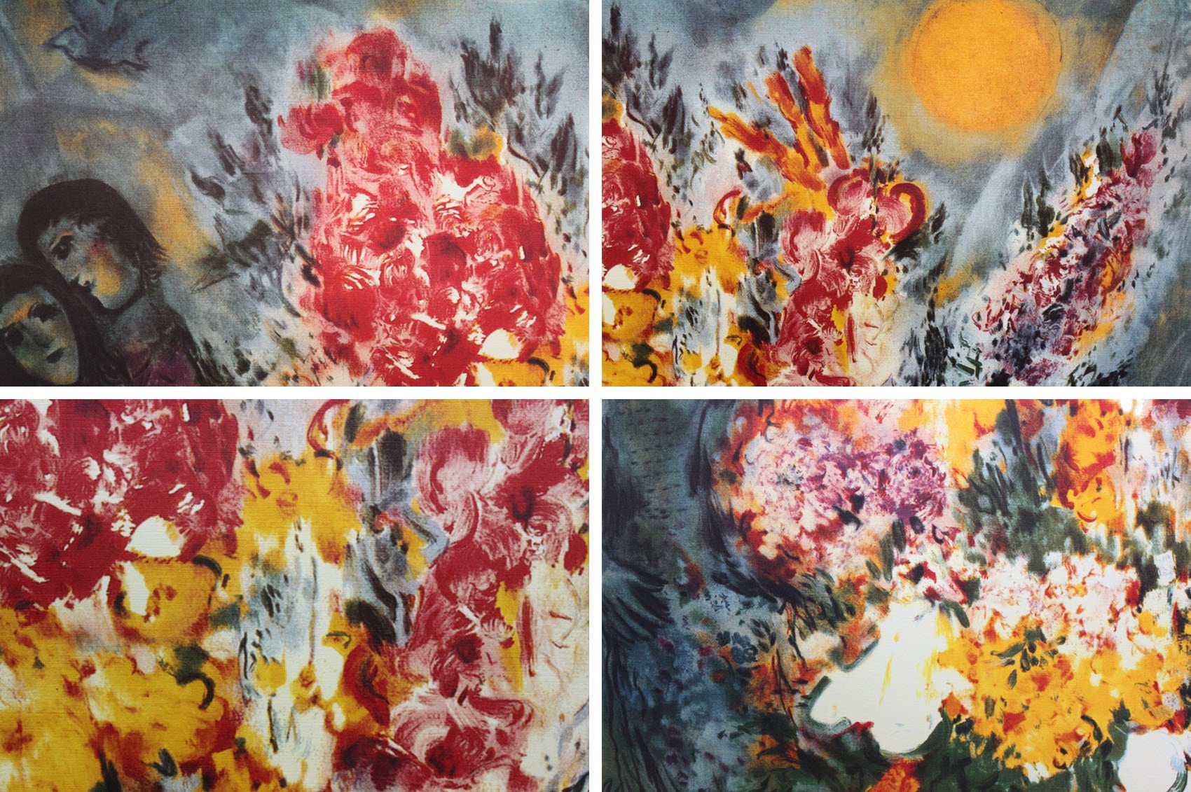 シャガール 絵画「花束」額縁4色選択可能 作品証明書 展示用フック