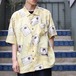 USA VINTAGE HALF SLEEVEPALM TREE PATTERNED SILK SHIRT/アメリカ古着ヤシの木柄半柄シルクシャツ