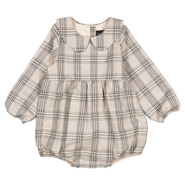 予約【Maison Marelle】Romper BASILE - beige tartan / 11月上旬以降入荷