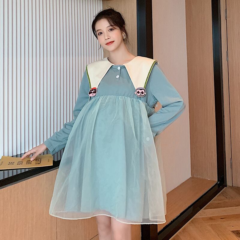 【新作】【送料無料】 マタニティウェア2020秋と冬の新しいファッションネットガーゼ漫画ふくらんでいるAラインスカート、トレンディな母親のミドル丈と年齢を減らすマタニティスカート-アリババ オータム 秋物 ウィンター 冬物 expec242855818974