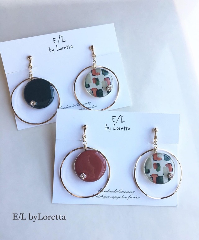 (全2色)Circle Asymmetry big hoop pierce/earring