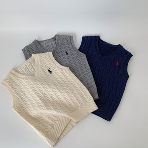 【春作】シンプルニットベスト　全3色