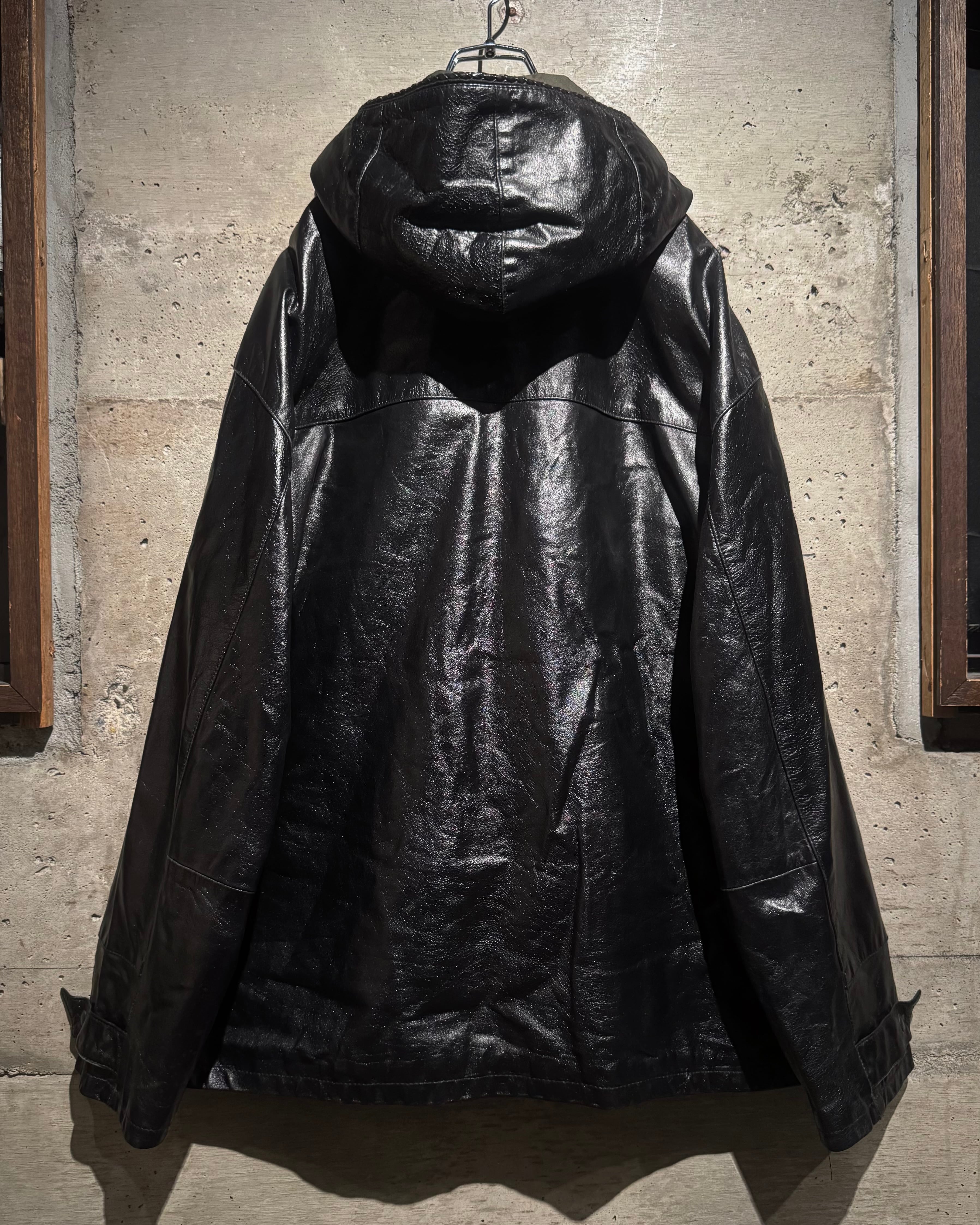 Caka】“CALUGI E GIANNELLI” Euro Vintage Zip Up Hooded Leather