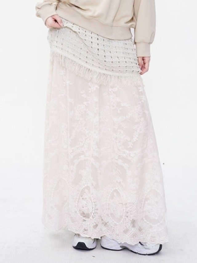 Lace Embroidered Maxi Skirt