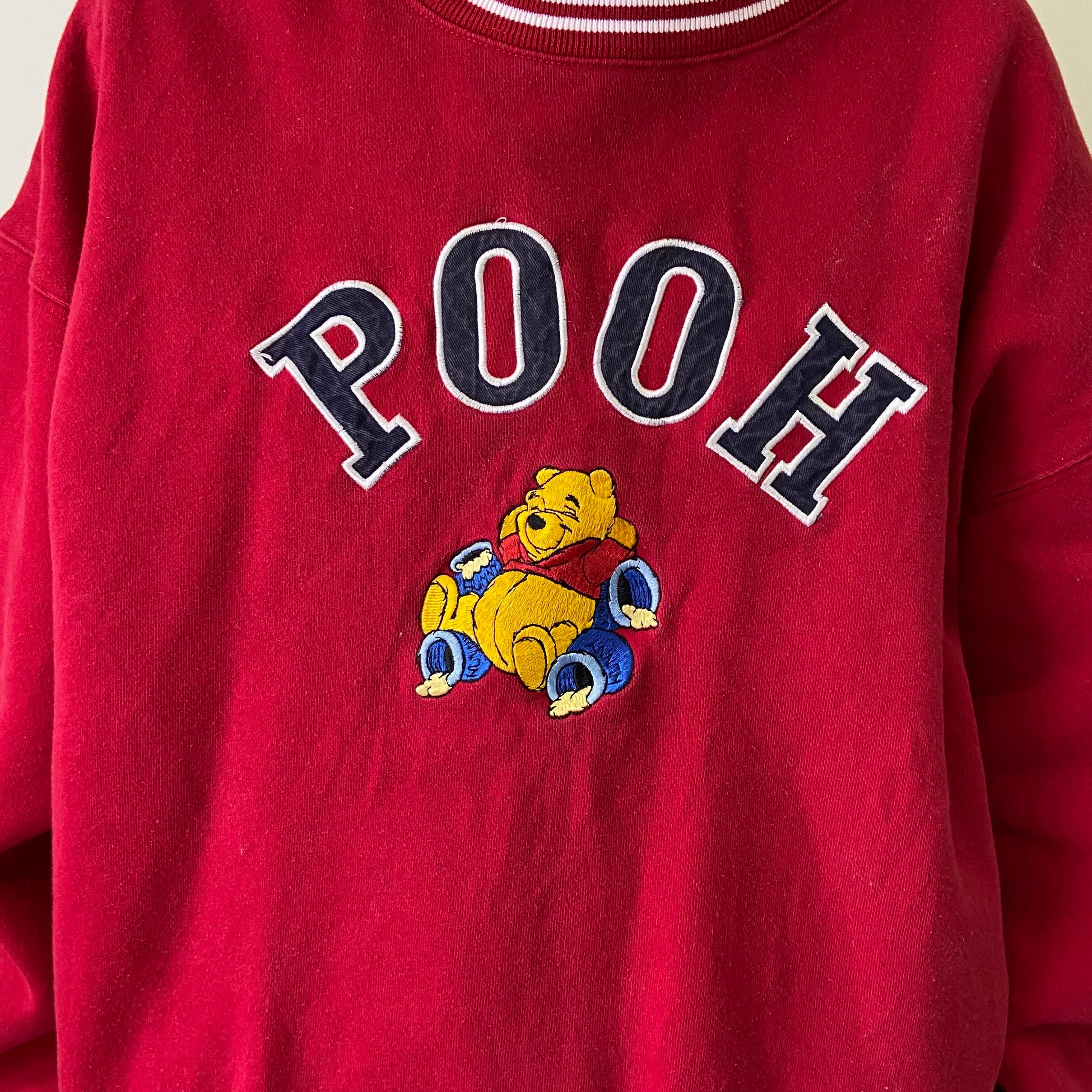 90年代 Pooh ディズニー プーさん キャラクター刺繍 スウェットシャツ メンズL レディース 古着 くまのプーさん 90S ビンテージ  ヴィンテージ DISNEY トレーナー レッド 赤【スウェット】 | cave 古着屋【公式】古着通販サイト