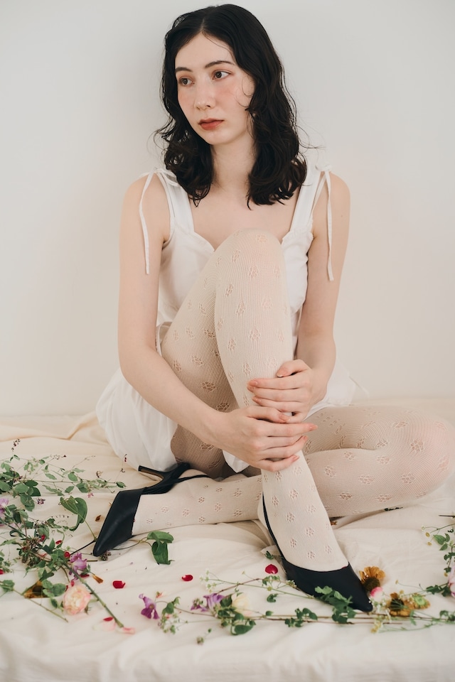 North pole Lyocell tights col.Floral white