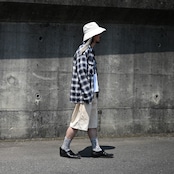 Leh(レー)Embroidery Check Shirts、ANACHRONORM(アナクロノーム) FRONT YORK DENIM SHORTS、春夏ストーリートstyle