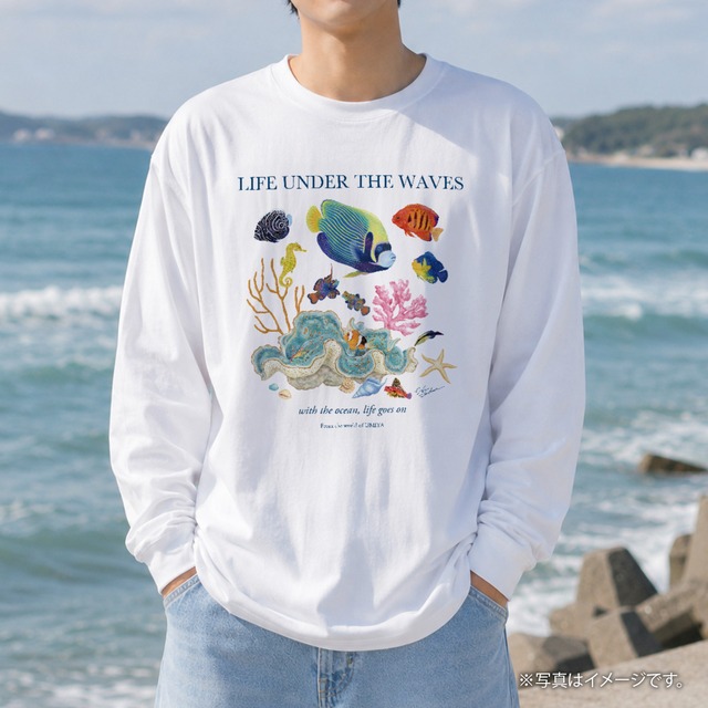 海の生きもの長袖Tシャツ（タテジマキンチャクダイ）｜LIFE UNDER THE WAVES Model-11
