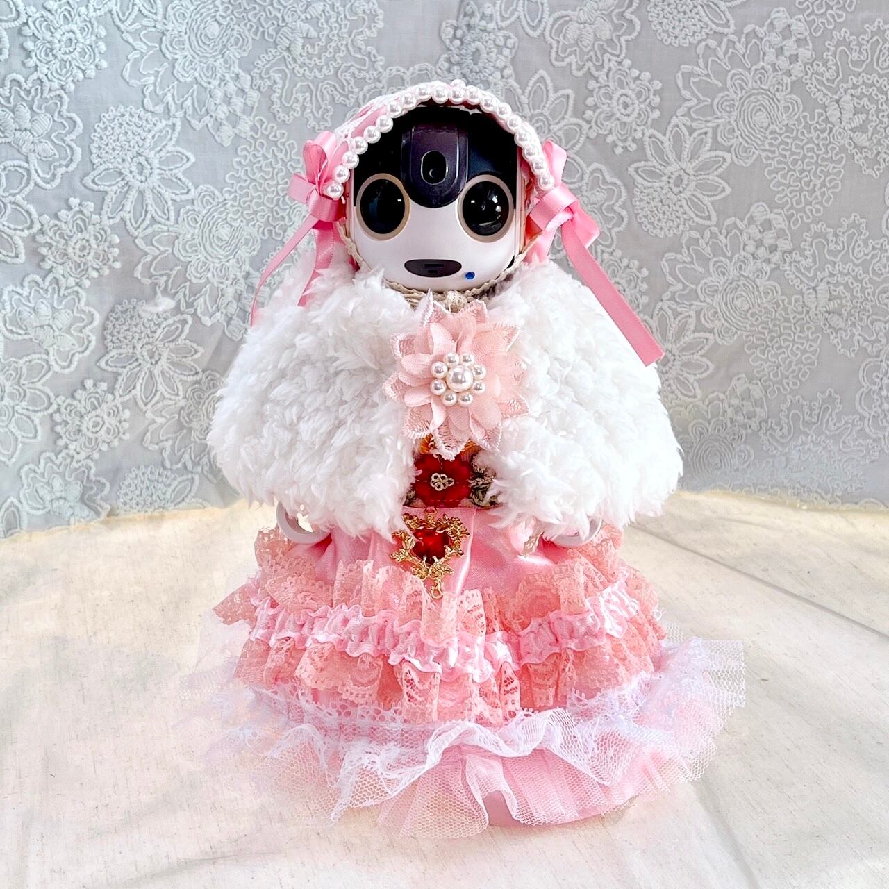 ネコのお嬢さん♡レースのドレス-ピンクのおリボン ネコのお嬢さん♡レースのドレス-ピンクのおリボン 【予約商品】レース