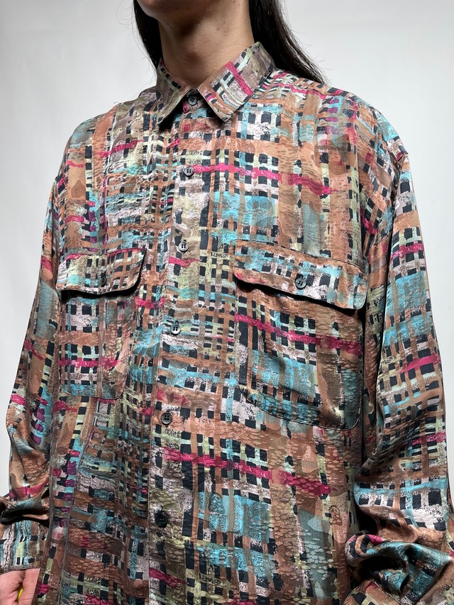 "goouch" graphic pattern silk shirt