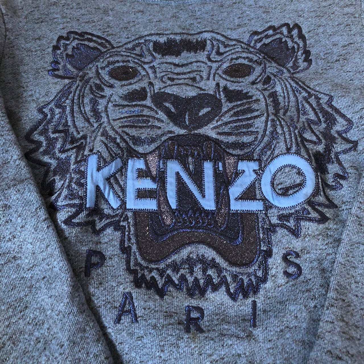 最強刺繍デザイン KENZO タイガー刺繍スウェットトレーナー ブルー ...