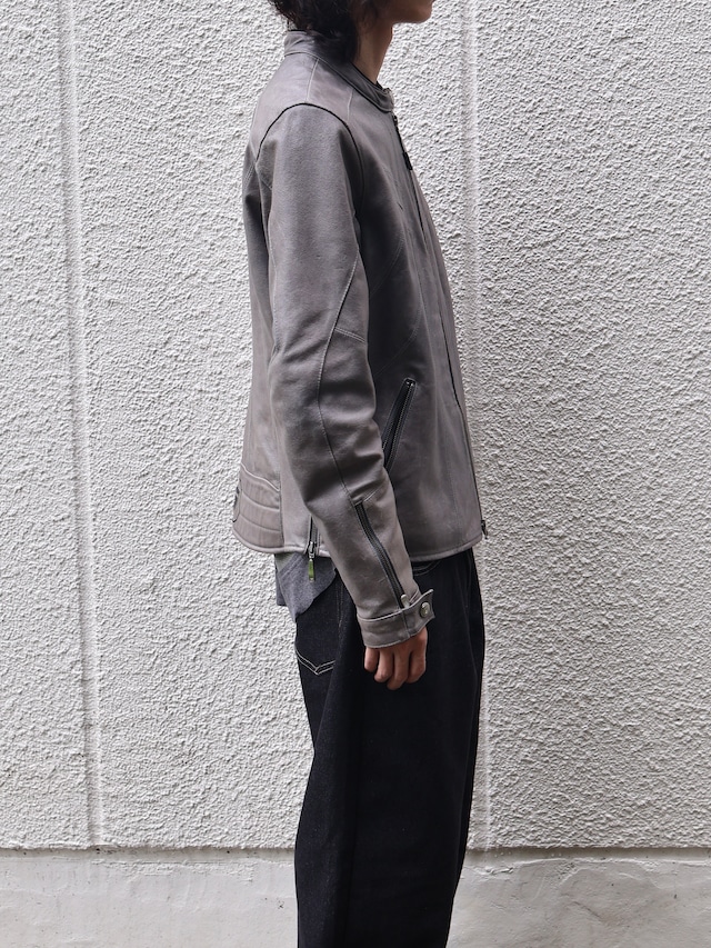 grey racing leather jacket