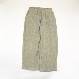 【SALE】MOUN TEN. linen check wide straight pants 110/125/140 (sage green)　[22S-MP57-1139a]