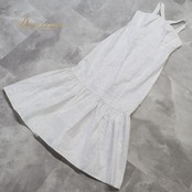 フラダンス 衣装 ワンピース ドレス good times ホワイト系 ワンカラー ハワイ製 花柄 キャミワンピ ロング シンプル 高級感 綺麗 可愛い 白 ハワイアン アロハ ハワイアンプリント フラ ダンス レッスン 練習 フラダンス衣装