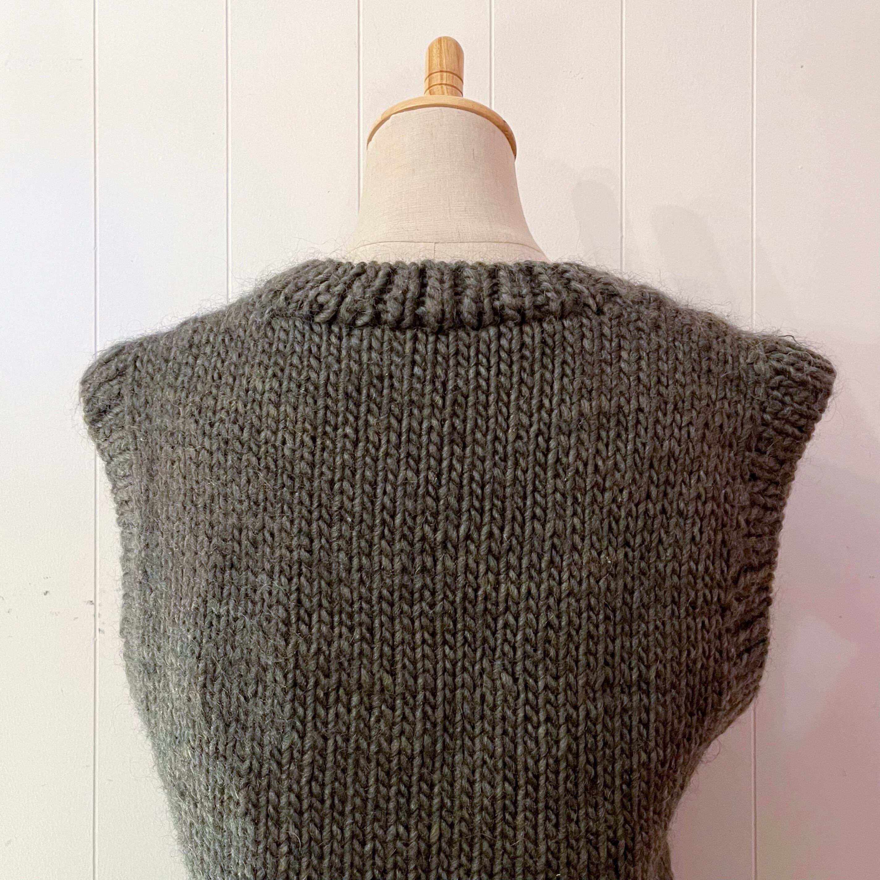 green argyle hand knit vest