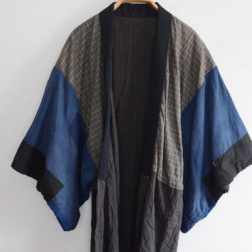 野良着古着羽織着物ジャケット襤褸クレイジーパターン木綿ジャパンヴィンテージ昭和 | noragi haori jacket men kimono cotton crazy pattern japan vintage