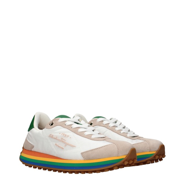 【新品】FERRAGAMO メンズ スニーカー ファブリック ホワイト IGGY0756561