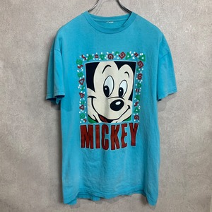 ディズニー 半袖Tシャツ 90s～00s ミッキーマウス ミッキー Disney サイズ XL相当 ブルー プリントＴシャツ