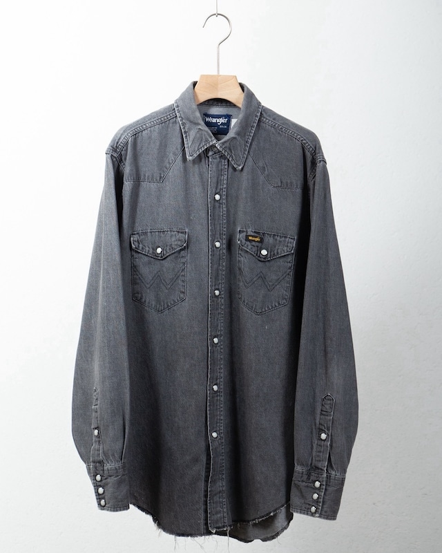old "Wrangler" black denim western shirt