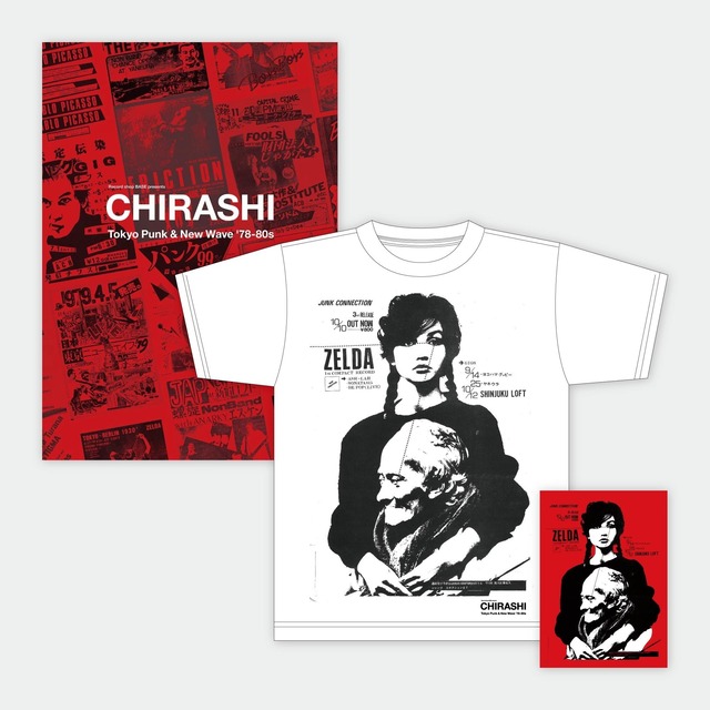 T-Shirt + “CHIRASHI” – Tokyo Punk & New Wave ’78-80s + Postcard “ZELDA ASH-LAH” (1980)