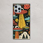 受注生産 iPhoneケース UFOと惑星の宇宙ポスター｜スペースエイジ RFSP027A