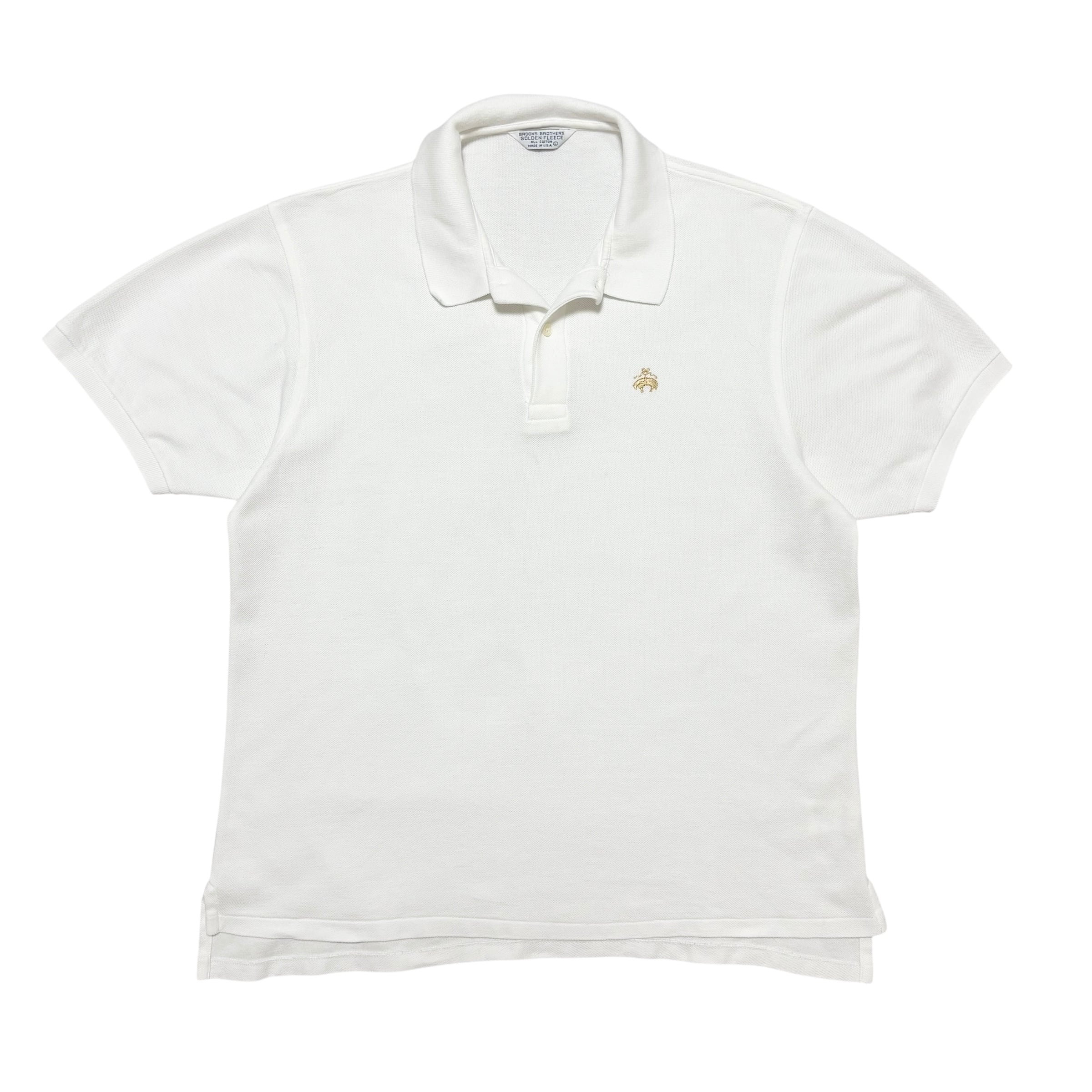 古着 USA製 ブルックスブラザーズ BROOKS BROTHERS 半袖 ポロシャツ クリーニング済み 80s 90s メンズL 白