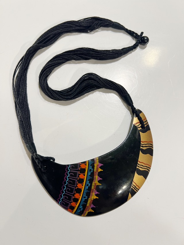 80s designer's wood × handpaint necklace