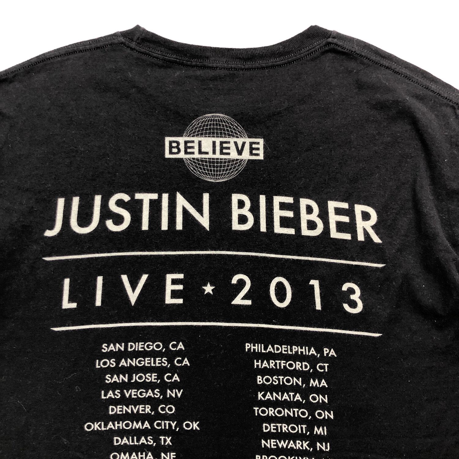 ジャスティンビーバー 2013年 ノースアメリカンツアー ミュージック Tシャツ メンズL相当 古着 BA2359