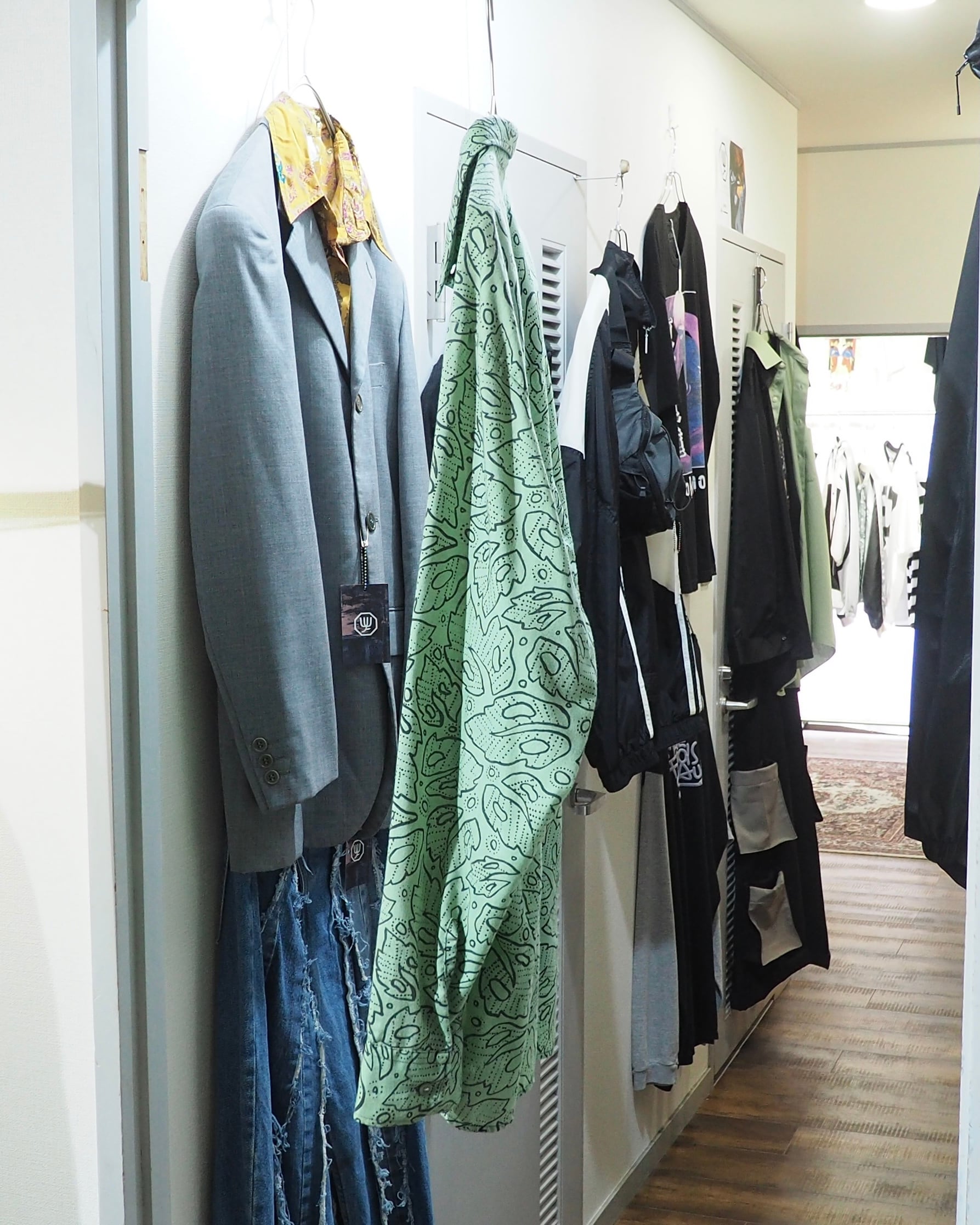 1990s Mint green Leaf pattern vintage Drape loose shirt