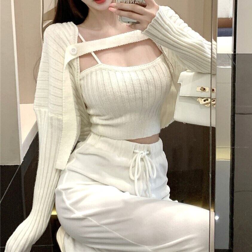 キャミ×ショートカーデセットV01897