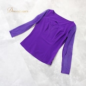社交ダンス 衣装 スタンダード トップス レッスンウェア PASTIME パスタイム 紫 長袖 パープル系 練習着 レース 派手 無地 シンプル エレガント 軽量 おしゃれ ストレッチ ゆったり 薄手 ダンスウェア ファッション 女性用 練習用 日本製 クラシック 上品