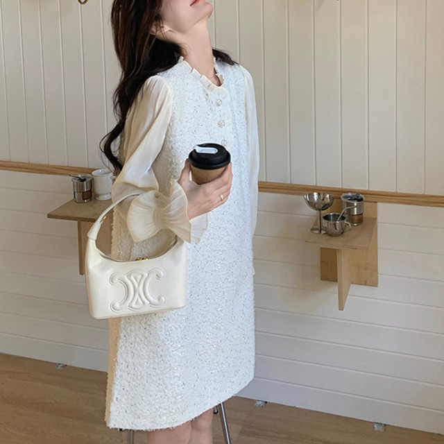 ミニ丈 Aライン ボタンフロントワンピース 00292