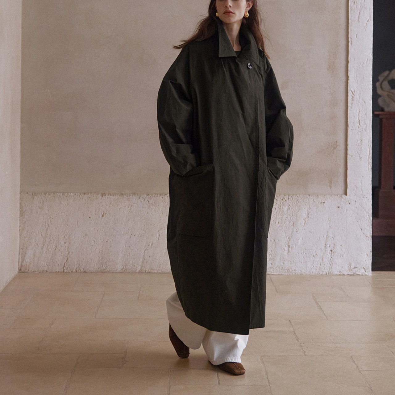 Oversized A-Line Long Coat T3557