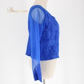 社交ダンス 衣装 Papillon パピヨン トップス  ブラウス レッスンウェア ブルー系 青 レース 長袖 花柄 スタンダード 練習着 上品 華やか エレガント レディース オールシーズン ボールルームダンス ソシアルダンス