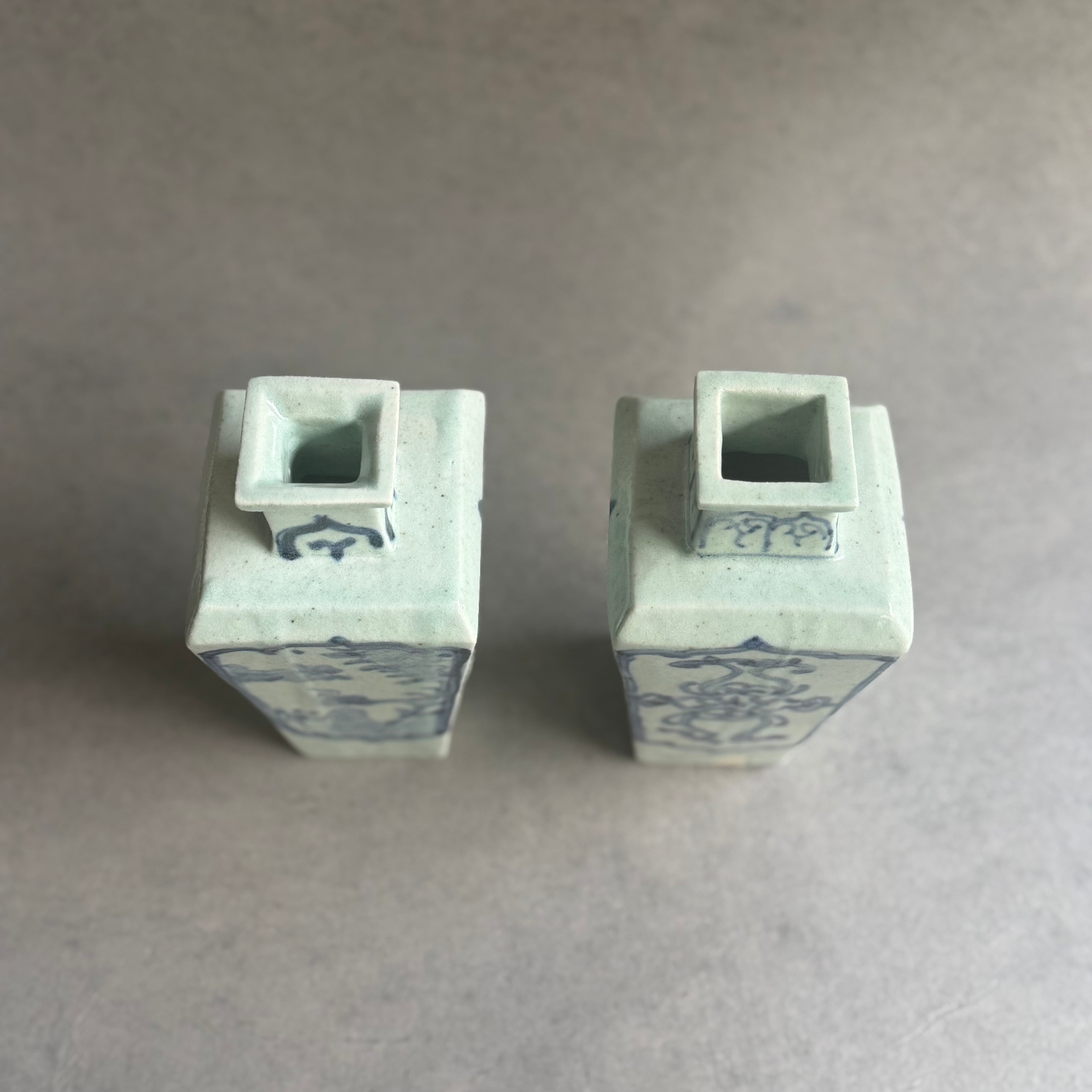 吉田崇昭 染付鳥文・花鳥文 四角瓶 | gallery 一白