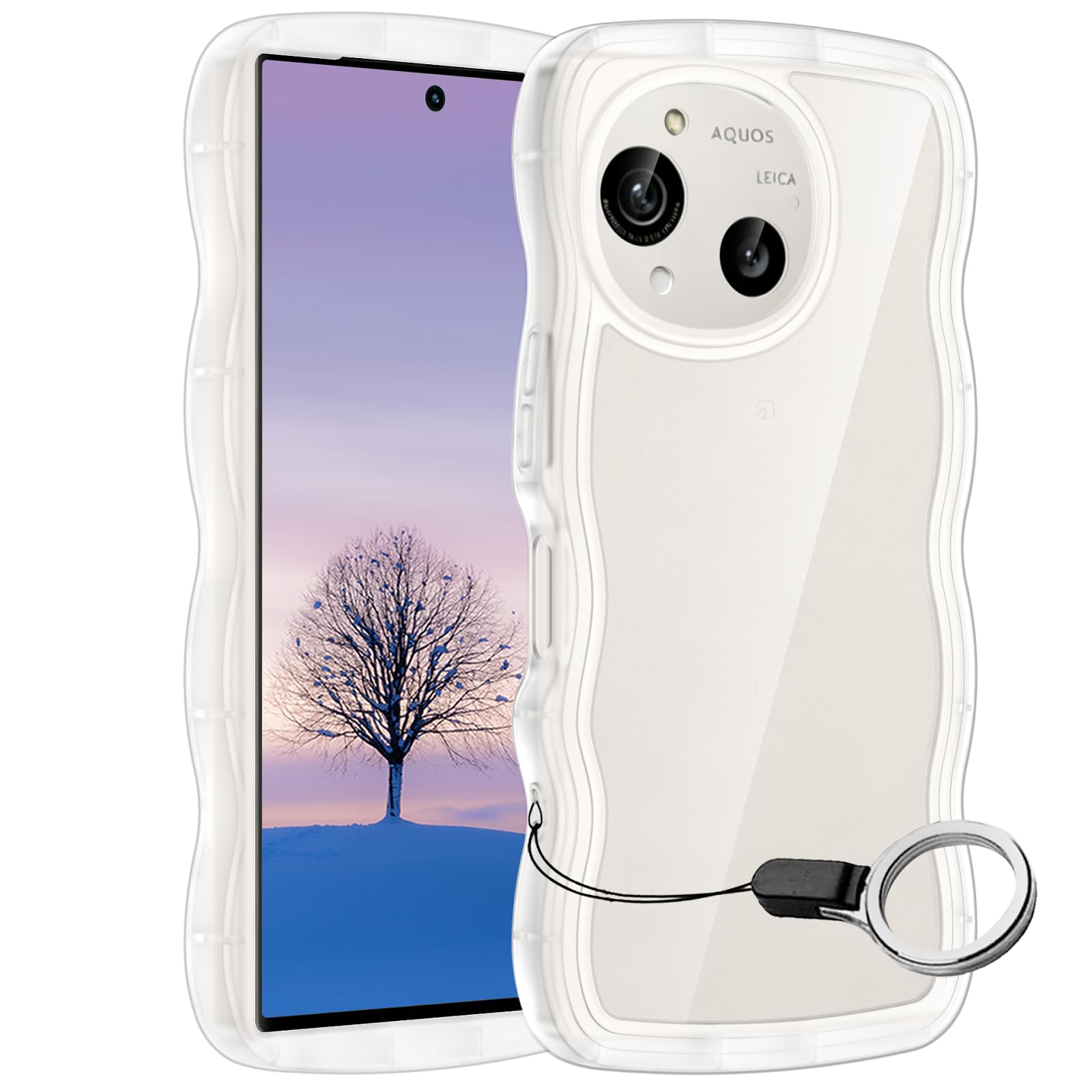 AQUOS R10 R9 ケース クリア ウェーブ SH-51F SH-51E SH-M31 SH-M28 TPU波状のバンパー 透明 スマホケース かわいい うねうね アクオス アール10 アール9 ウェーブ デザイン 可愛い 韓国 女性用 薄型 人気 おしゃれ 耐衝撃 ストラップホール付き(クリア)